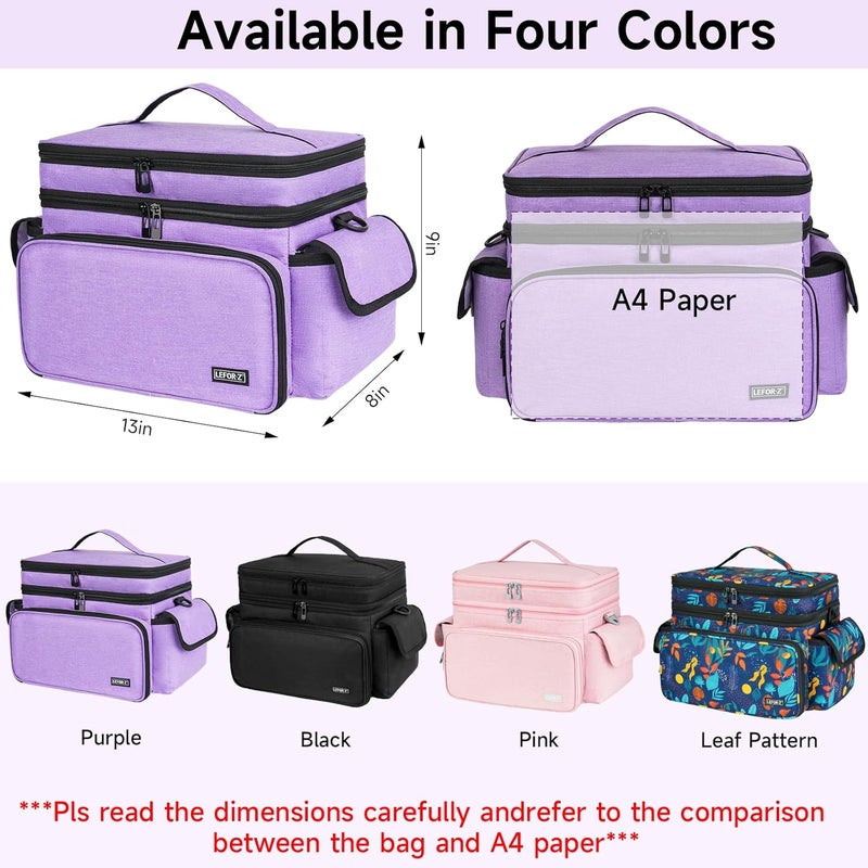 LEFORZ Large Sewing Supplies Organizer,Double-Layer Sewing Accessories Storage and Organizer Case Bag,Protable Travel Sewing Box Sewing Basket for Sewing Tools,Purple(Bag Only) - Image 2